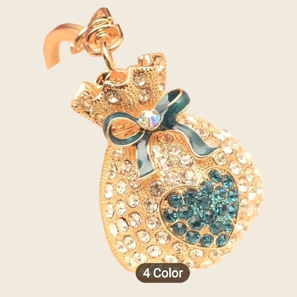 Rhinestone Lucky Bag Keychain/Purse Charm - Blue, NWT